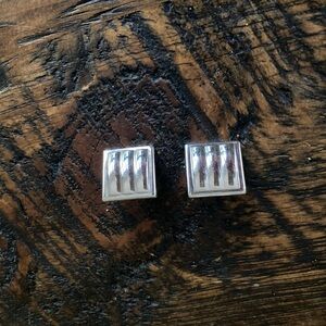 Elegant Silver Square Earrings
